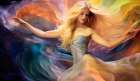 Blonde woman dancer swirling her dress. AI Generated. Art Print